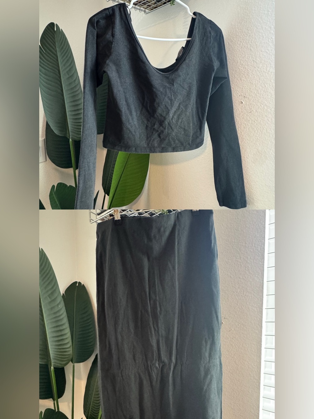 Zara Bodycon Two Piece Long Sleeve Top and Midi Skirt Sef